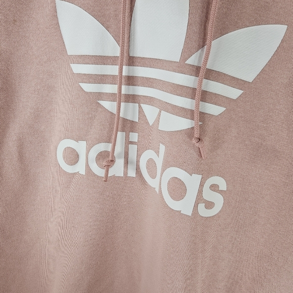 Adidas Pink & White Terry Crop Hoodie - Picture 10 of 13